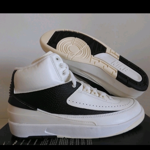 Nike Air Jordan 2 In Sail/Coconut Milk- Black Sneakers - Picture 3 of 7